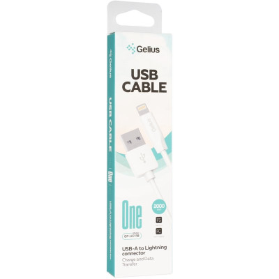 Кабель USB Gelius One GP-UC118 Lightning (2m) (Белый / White)