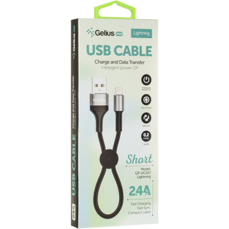 Кабель USB Gelius Pro Short GP-UC107 Lightning (0.2m) (черный \ Black)