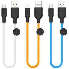 Кабель USB Hoco X21 Plus Silicone USB to Micro (2.4A/0.25m) Черный/Белый
