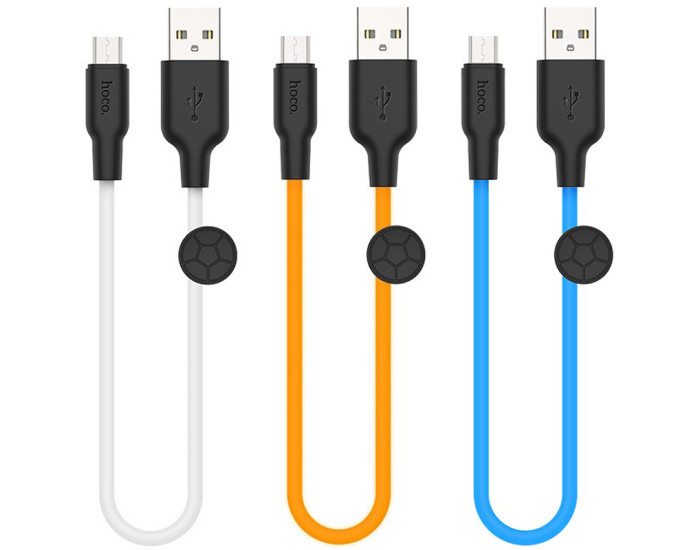 Кабель USB Hoco X21 Plus Silicone USB to Micro (2.4A/0.25m) Черный/Белый