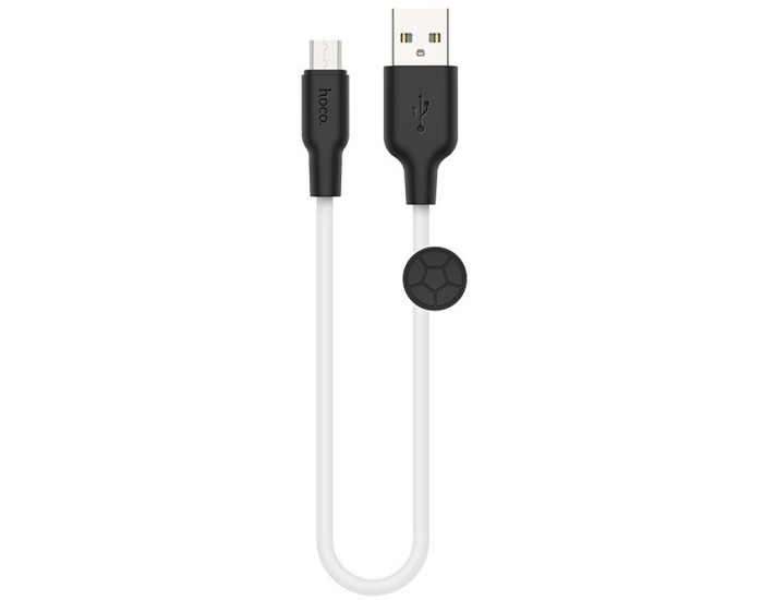 Кабель USB Hoco X21 Plus Silicone USB to Micro (2.4A/0.25m) Черный/Белый