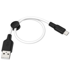 Кабель USB Hoco X21 Plus Silicone USB to Micro (2.4A/0.25m) Черный/Белый