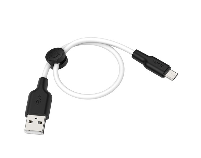 Кабель USB Hoco X21 Plus Silicone USB to Micro (2.4A/0.25m) Черный/Белый