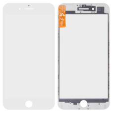 Стекло фронтальное c OCA-пленкой iPhone 7 Plus, белое с рамкой