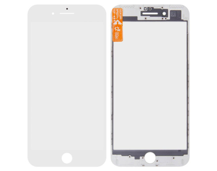 Стекло фронтальное c OCA-пленкой iPhone 7 Plus, белое с рамкой