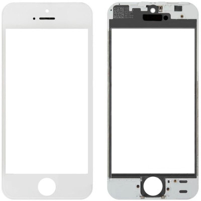 Скло фронтальне c OCA-пленкой iPhone 5G, біле з рамкою