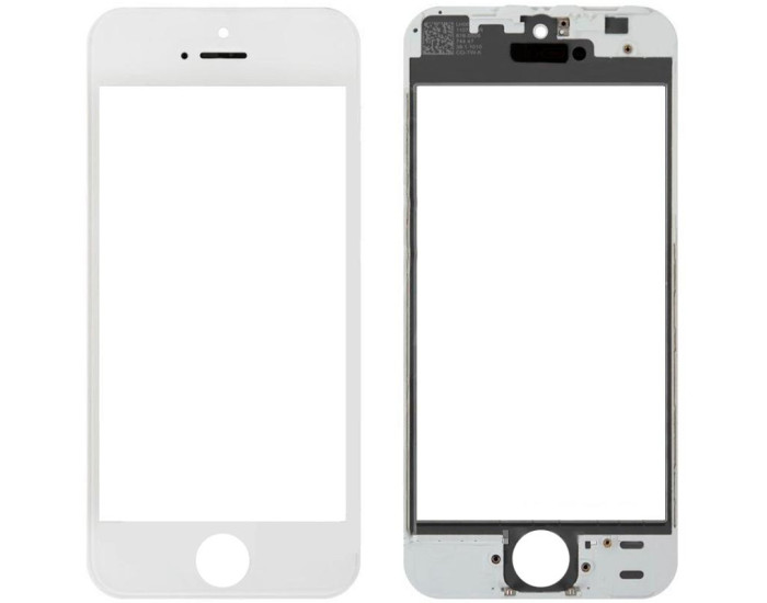 Стекло фронтальное c OCA-пленкой iPhone 5G, белое с рамкой