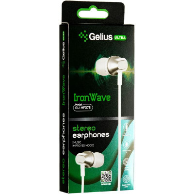 Проводные наушники Gelius Ultra Iron Wave GU-075 with mic + button call answering (Белый \ White)