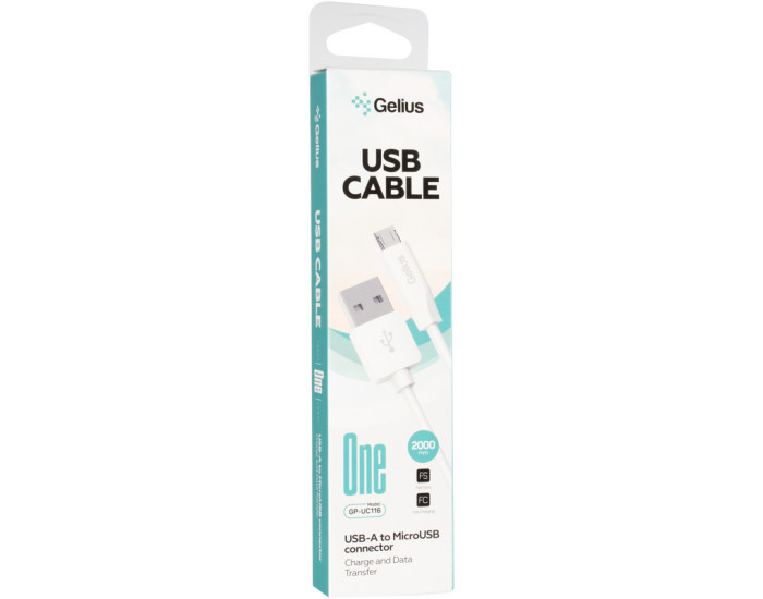 Кабель USB Gelius One GP-UC115 MicroUSB (2m) White 
