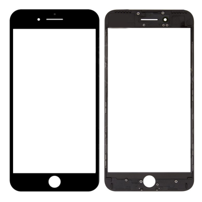 Скло фронтальне c OCA-пленкой iPhone 7, чорне з рамкою