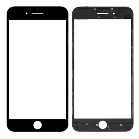 Стекло фронтальное c OCA-пленкой iPhone 7, черное с рамкой