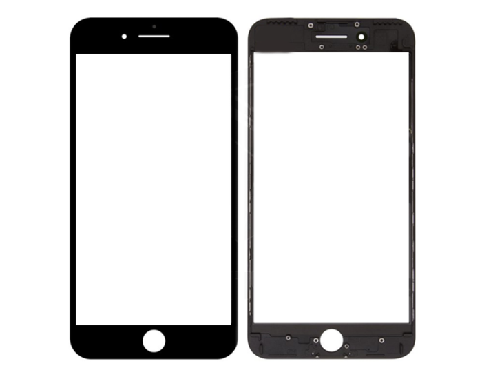 Скло фронтальне c OCA-пленкой iPhone 7, чорне з рамкою