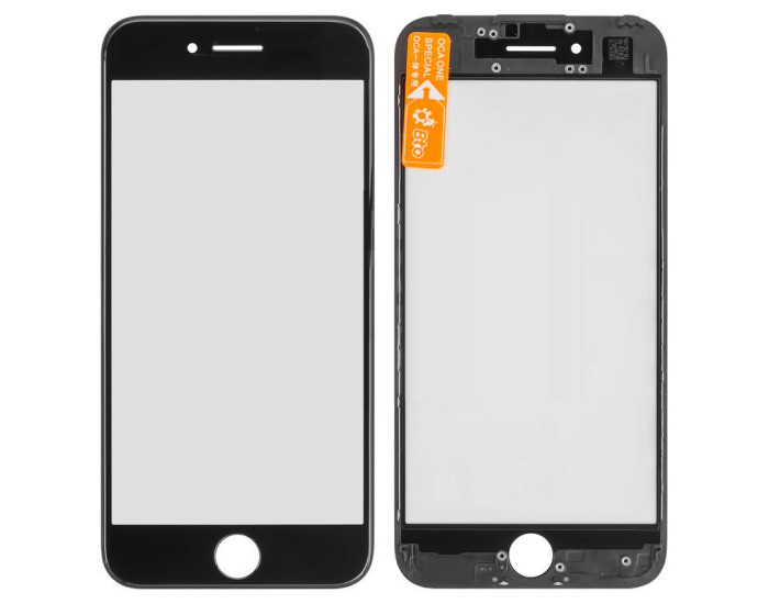 Скло фронтальне c OCA-пленкой iPhone 7, чорне з рамкою