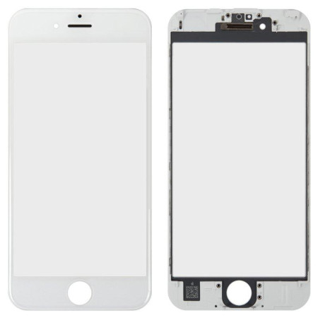 Стекло фронтальное c OCA-пленкой iPhone 6S, белое с рамкой