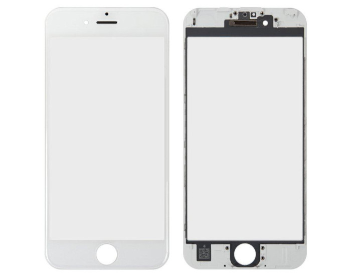 Скло фронтальне c OCA-пленкой iPhone 6S, біле з рамкою