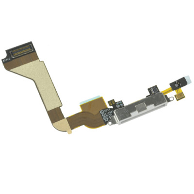 Шлейф для iPhone 4G, конектора зарядки, з мікрофоном, Білий