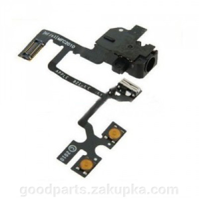 Шлейф для iPhone 4G, конектора навушників, кнопок звуку, чорний
