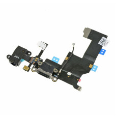 Шлейф для iPhone 5G, коннектора наушников, коннектора зарядки, с микрофоном, черный (Класс C)