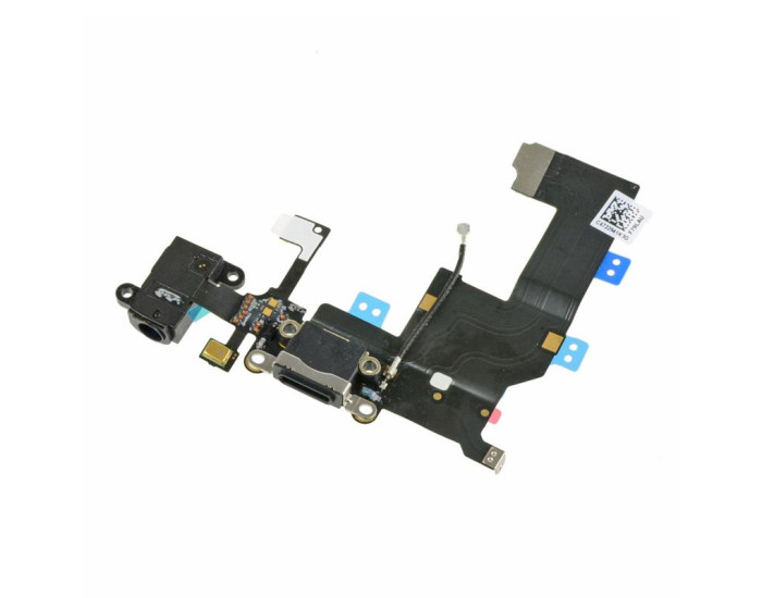 Шлейф для iPhone 5G, коннектора наушников, коннектора зарядки, с микрофоном, черный