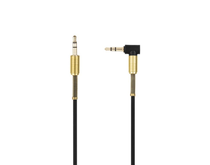 Кабель AUX 3,5"-3.5" 1m Gelius Black (боковой)