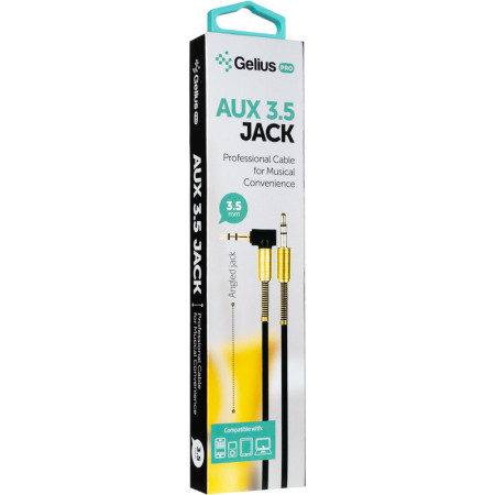 Кабель AUX 3,5"-3.5" 1m Gelius Black (боковой)