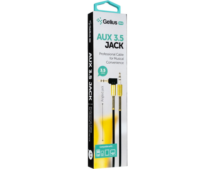 Кабель AUX 3,5"-3.5" 1m Gelius Black (боковой)