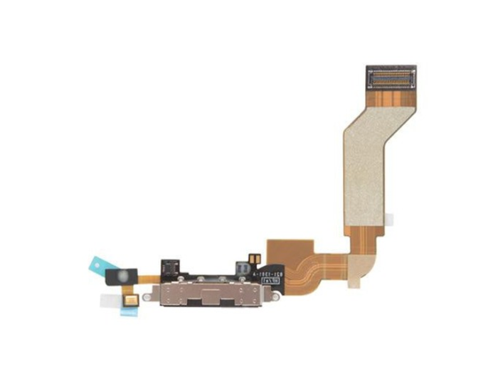 Шлейф для iPhone 4S, коннектора зарядки, с микрофоном, белый