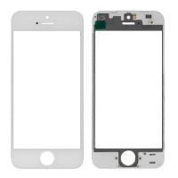 Стекло фронтальное c OCA-пленкой iPhone 5S, белое с рамкой