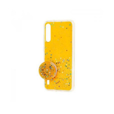 Чехол-силикон блестки + popsoket Xiaomi Mi A3 / CC9e Yellow