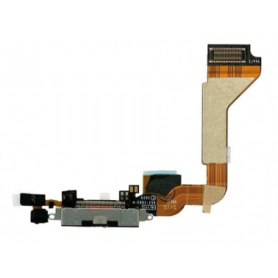 Шлейф для iPhone 4G, конектора зарядки, з мікрофоном, чорний