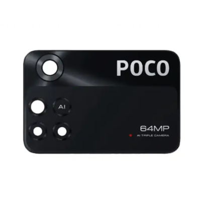 Скло камери для Xiaomi Poco M4 Pro 4G, з рамкою, Black