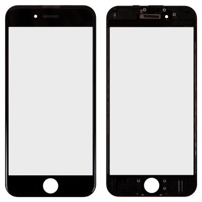 Скло фронтальне c OCA-пленкой iPhone 6S, чорне з рамкою