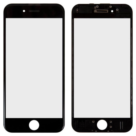 Стекло фронтальное c OCA-пленкой iPhone 6S, черное с рамкой (Класс B)