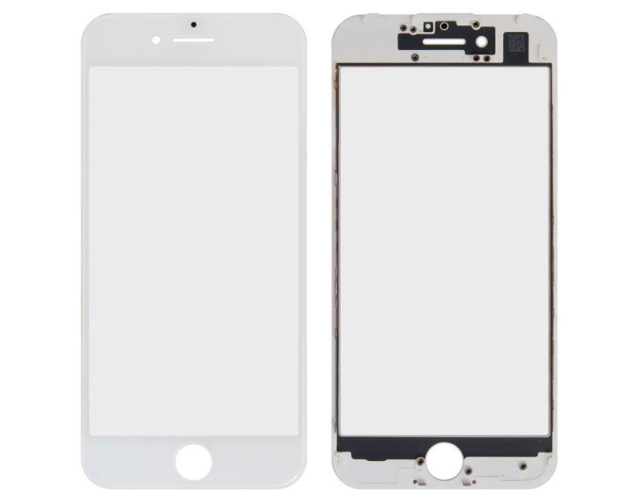 Скло фронтальне c OCA-пленкой iPhone 7, біле з рамкою