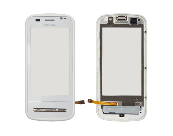 Сенсор Nokia C6, с рамкой, белый