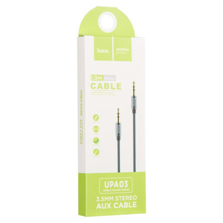 Кабель  AUX 3,5"-3.5" Hoco Noble Grey 1m нитка (UPA03) (Серый \ Grey)