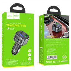 Автомобильный FM-Модулятор Hoco E67 Fighter Car Transmitter (2USB/QC3.0/BT5.0) Black