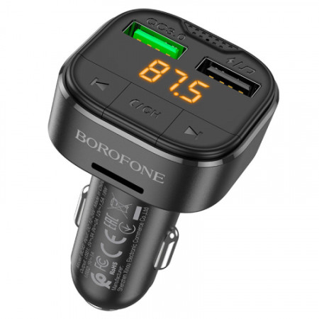 Автомобильный FM-Модулятор Borofone BC43 Flash (QC3.0) Black