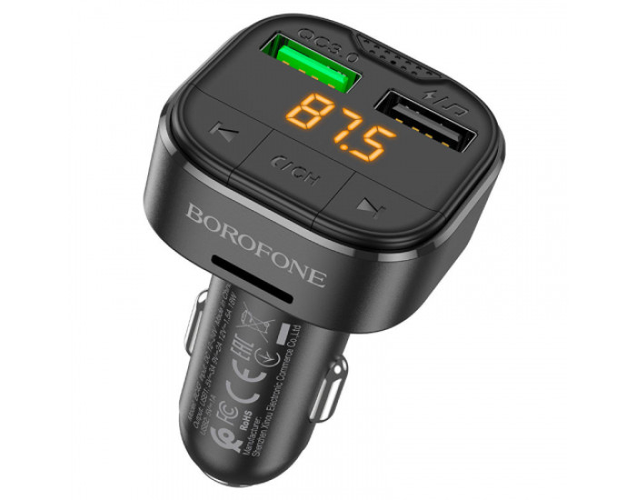 Автомобільний FM-Модулятор Borofone BC43 Flash (QC3.0) Black
