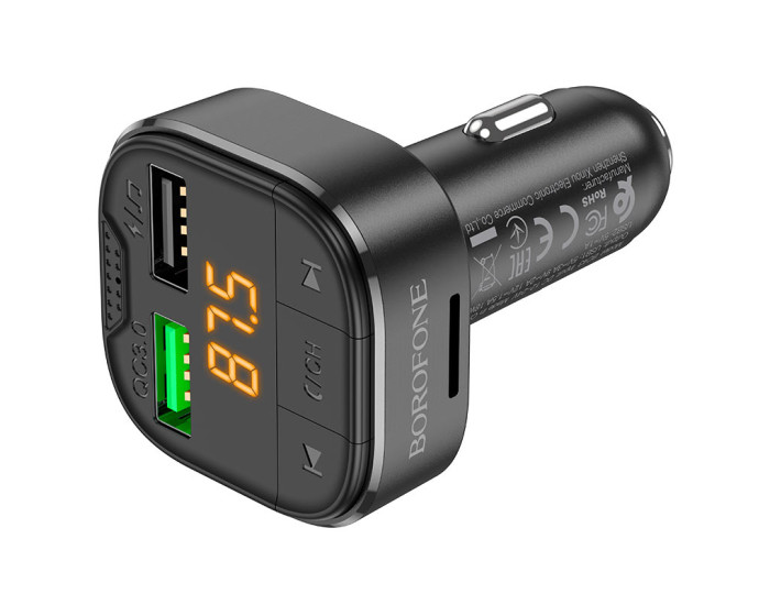 Автомобільний FM-Модулятор Borofone BC43 Flash (QC3.0) Black