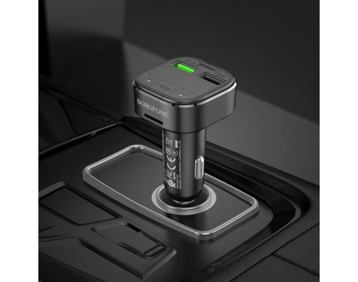 Автомобільний FM-Модулятор Borofone BC43 Flash (QC3.0) Black