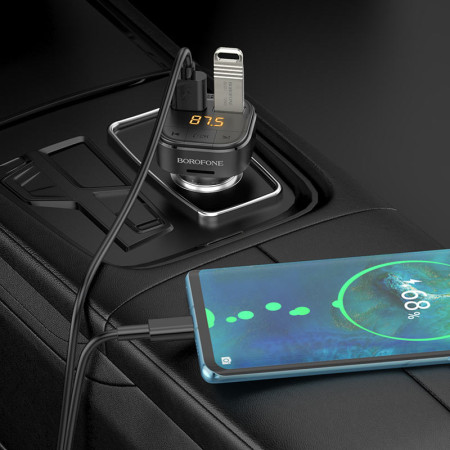 Автомобильный FM-Модулятор Borofone BC43 Flash (QC3.0) Black