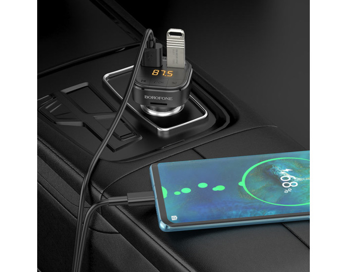 Автомобільний FM-Модулятор Borofone BC43 Flash (QC3.0) Black