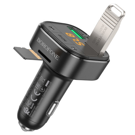 Автомобильный FM-Модулятор Borofone BC43 Flash (QC3.0) Black