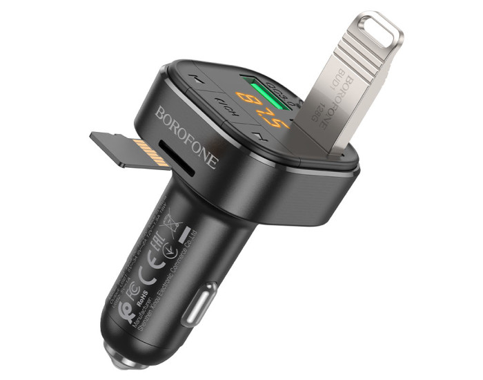 Автомобільний FM-Модулятор Borofone BC43 Flash (QC3.0) Black