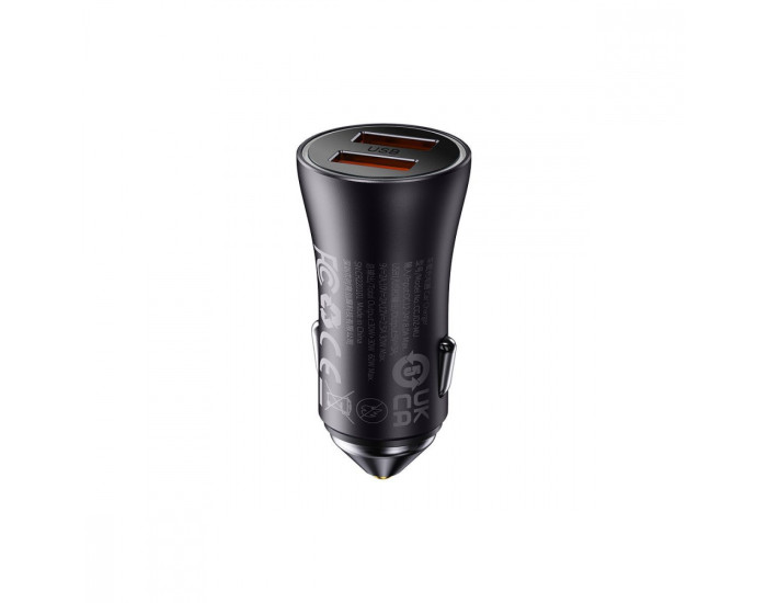 Автомобільне зарядний пристрій Baseus Golden Contactor Max Dual Fast Charger 60W (CGJM000013) Dark Gray