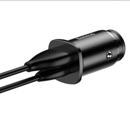 Автомобильное зарядное устройство Baseus 1USB Circular Plastic A+Type-C PPS (5A)(CCALL-YS01)(Черный / Black)