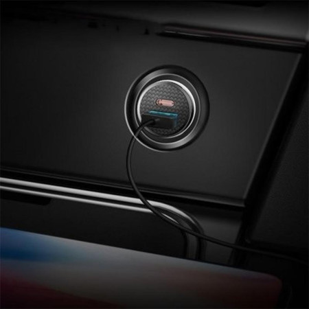 Автомобильное зарядное устройство Baseus 1USB Circular Plastic A+Type-C PPS (5A)(CCALL-YS01)(Черный / Black)