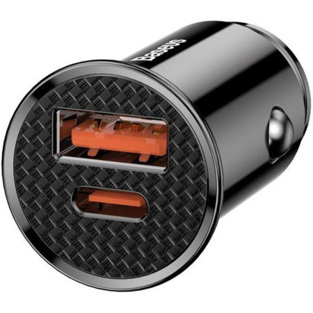 Автомобильное зарядное устройство Baseus 1USB Circular Plastic A+Type-C PPS (5A)(CCALL-YS01)(Черный / Black)