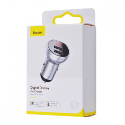 Автомобильное зарядное устройство Baseus 2USB Digital Display (4.8A 24W) (CCBX-0G)
